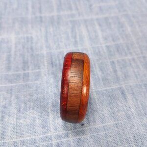 Mahogany and Padauk Domed Hardwood Ring - Size 13 (US)